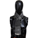 Missoni Gray Striped Wool Unisex Neck Wrap Fringes Scarf MS1968