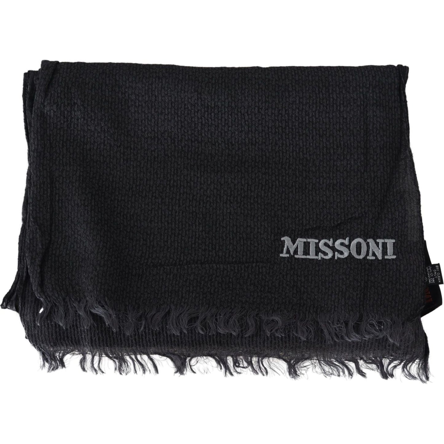 Missoni Black Wool Knit Unisex Neck Wrap Scarf MS1978BG