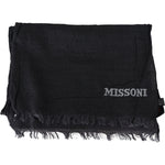 Missoni Black Wool Knit Unisex Neck Wrap Scarf MS1978BG