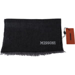 Missoni Black Striped Wool Unisex Neck Wrap Scarf MS1999BG
