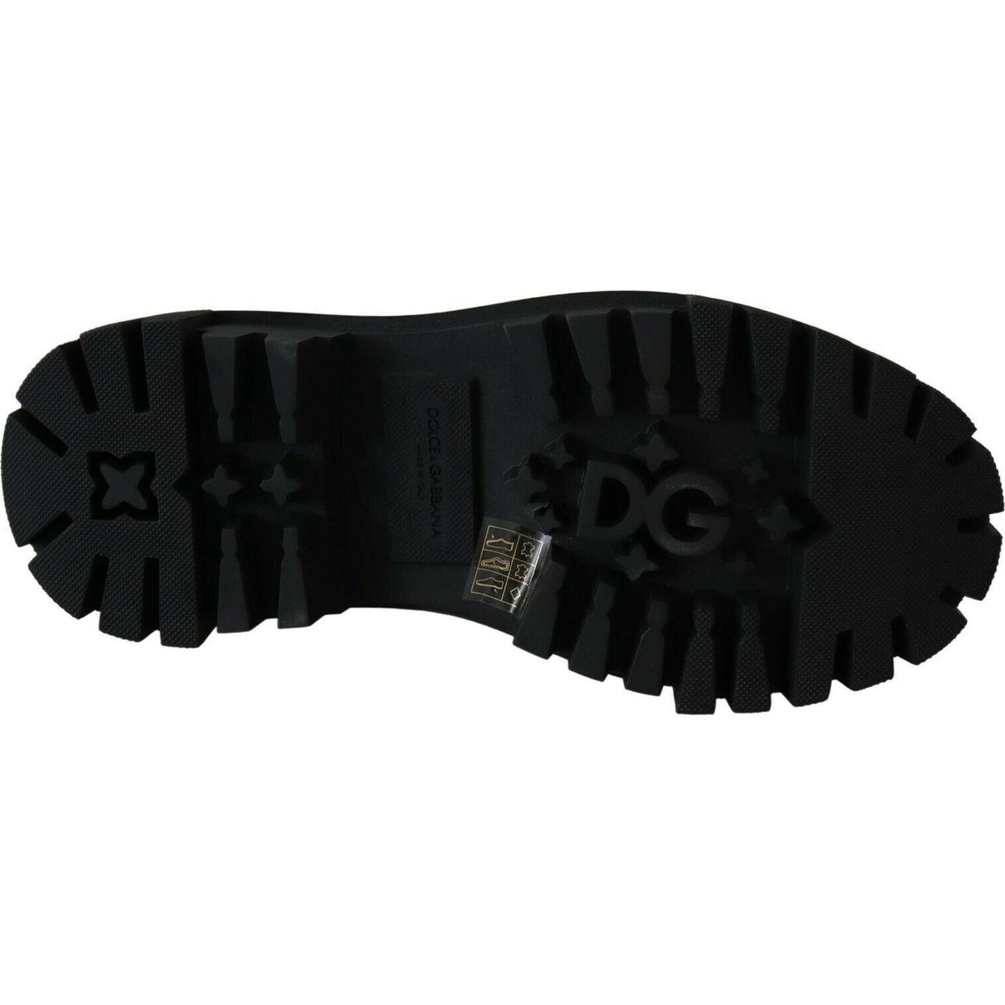 Dolce & Gabbana Black Leather Crystal Combat Boots LA8784-35.5