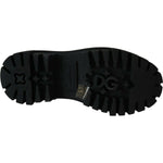 Dolce & Gabbana Black Leather Crystal Combat Boots LA8784-35.5