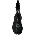 Dolce & Gabbana Black Leather Crystal Combat Boots LA8784-35.5