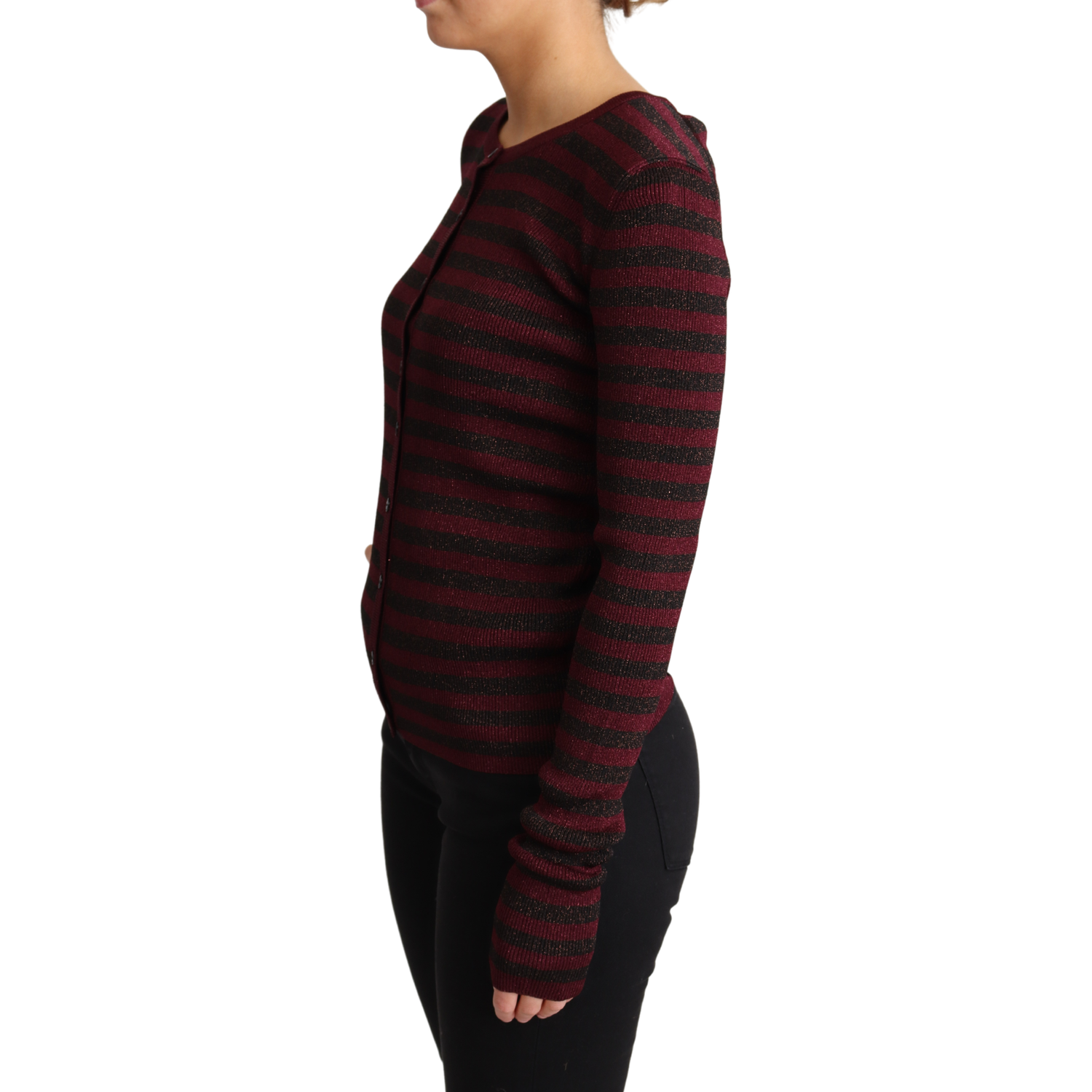 Dolce & Gabbana Black Red Striped Viscose Cardigan Sweater