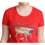 Moschino Red Cotton Come Play 4 Us Print Tops Blouse T-shirt TSH5061-46