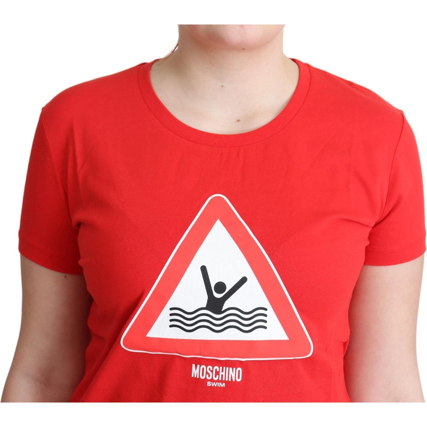 Moschino Red Cotton Swim Graphic Triangle Print T-shirt TSH5081-42