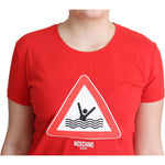 Moschino Red Cotton Swim Graphic Triangle Print T-shirt TSH5081-42