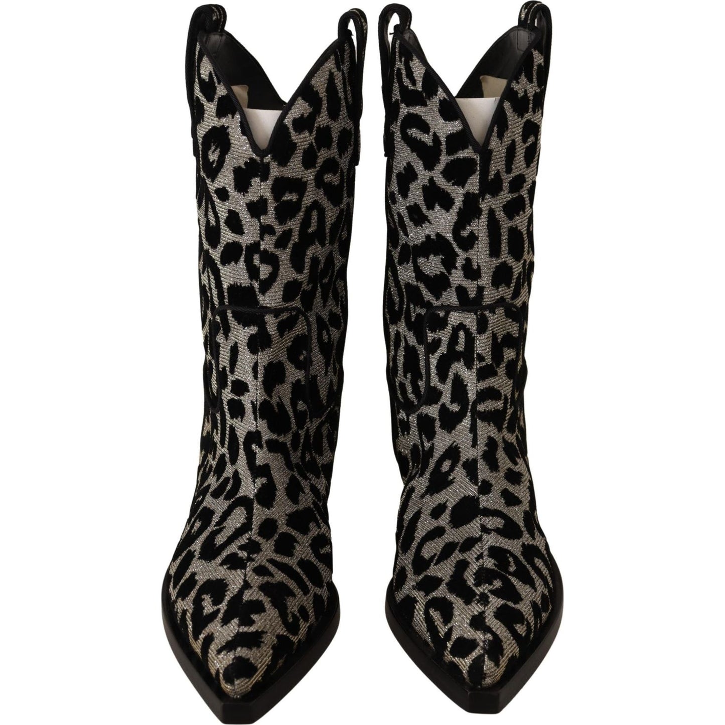 Dolce & Gabbana Gray Black Leopard Cowboy Boots Shoes LA9033-37