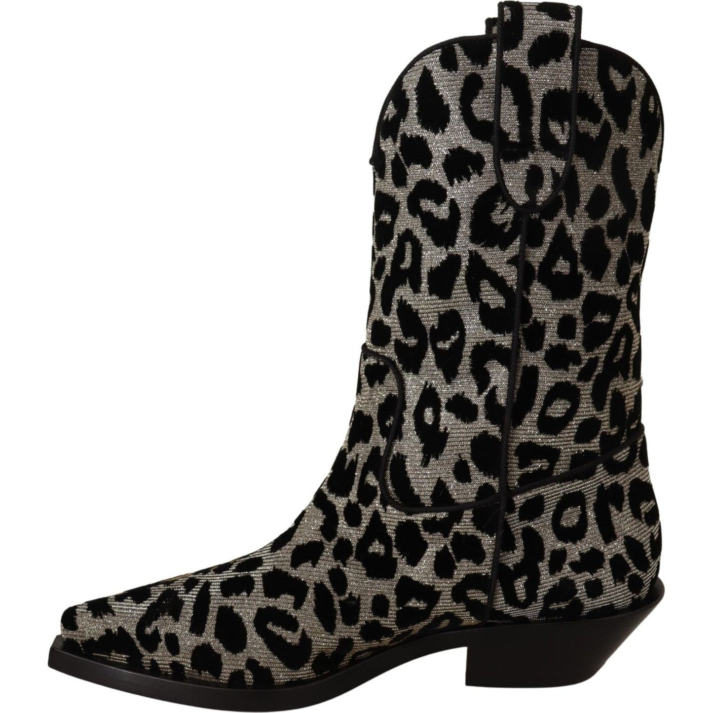 Dolce & Gabbana Gray Black Leopard Cowboy Boots Shoes LA9033-37
