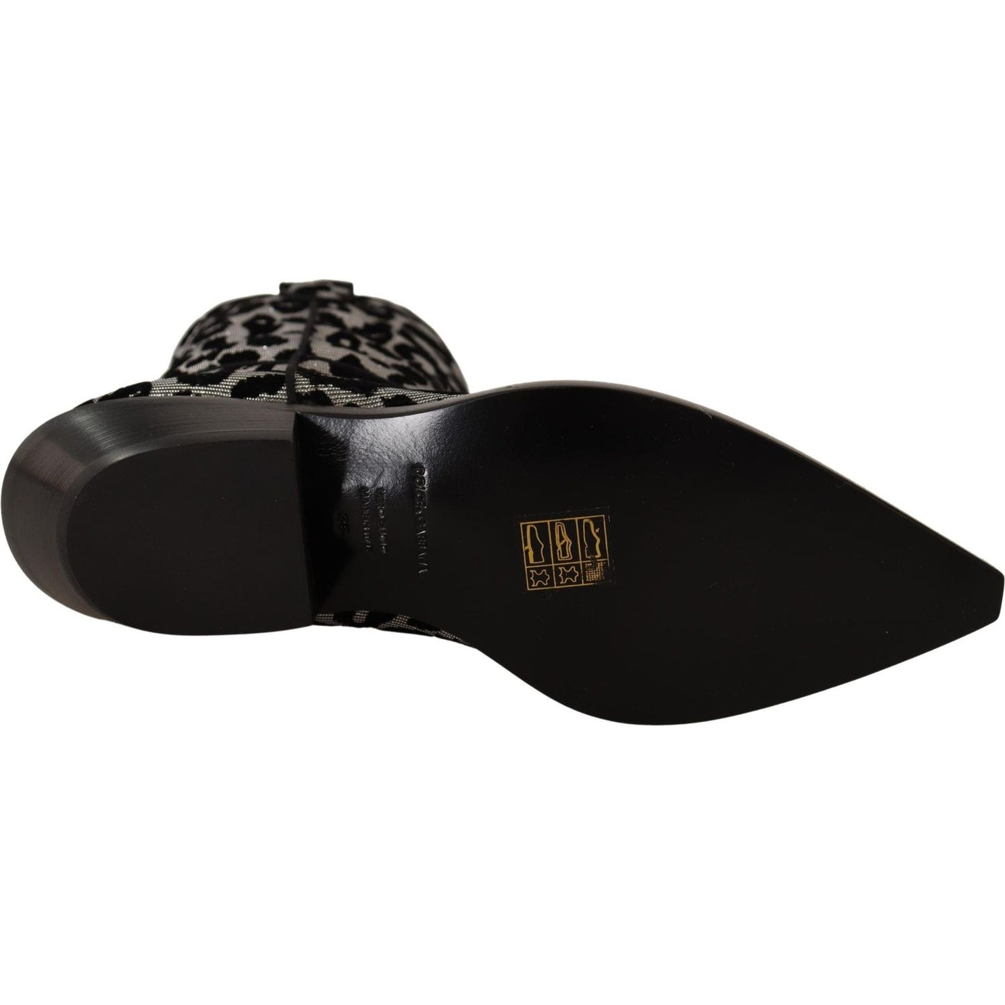 Dolce & Gabbana Gray Black Leopard Cowboy Boots Shoes LA9033-37