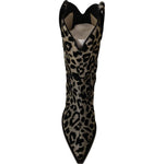Dolce & Gabbana Gray Black Leopard Cowboy Boots Shoes LA9033-37