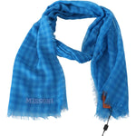 Missoni Blue Checkered Cashmere Unisex Wrap Fringes Scarf MS2117BG