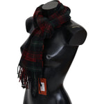 Missoni Black Red Check Wool Unisex Neck Wrap Fringes Scarf MS2124BG