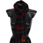 Missoni Black Red Check Wool Unisex Neck Wrap Fringes Scarf MS2124BG
