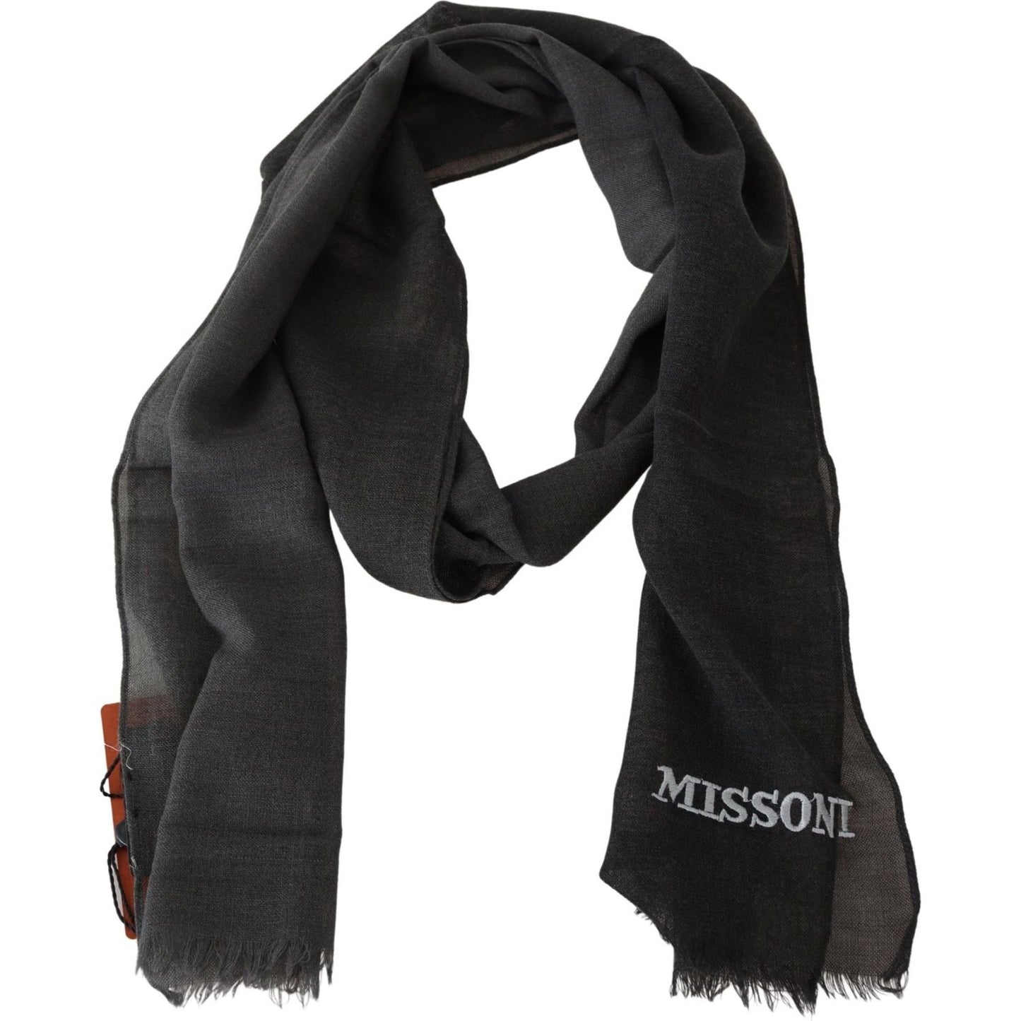 Missoni Black 100% Wool Unisex Neck Wrap Scarf MS2137BG