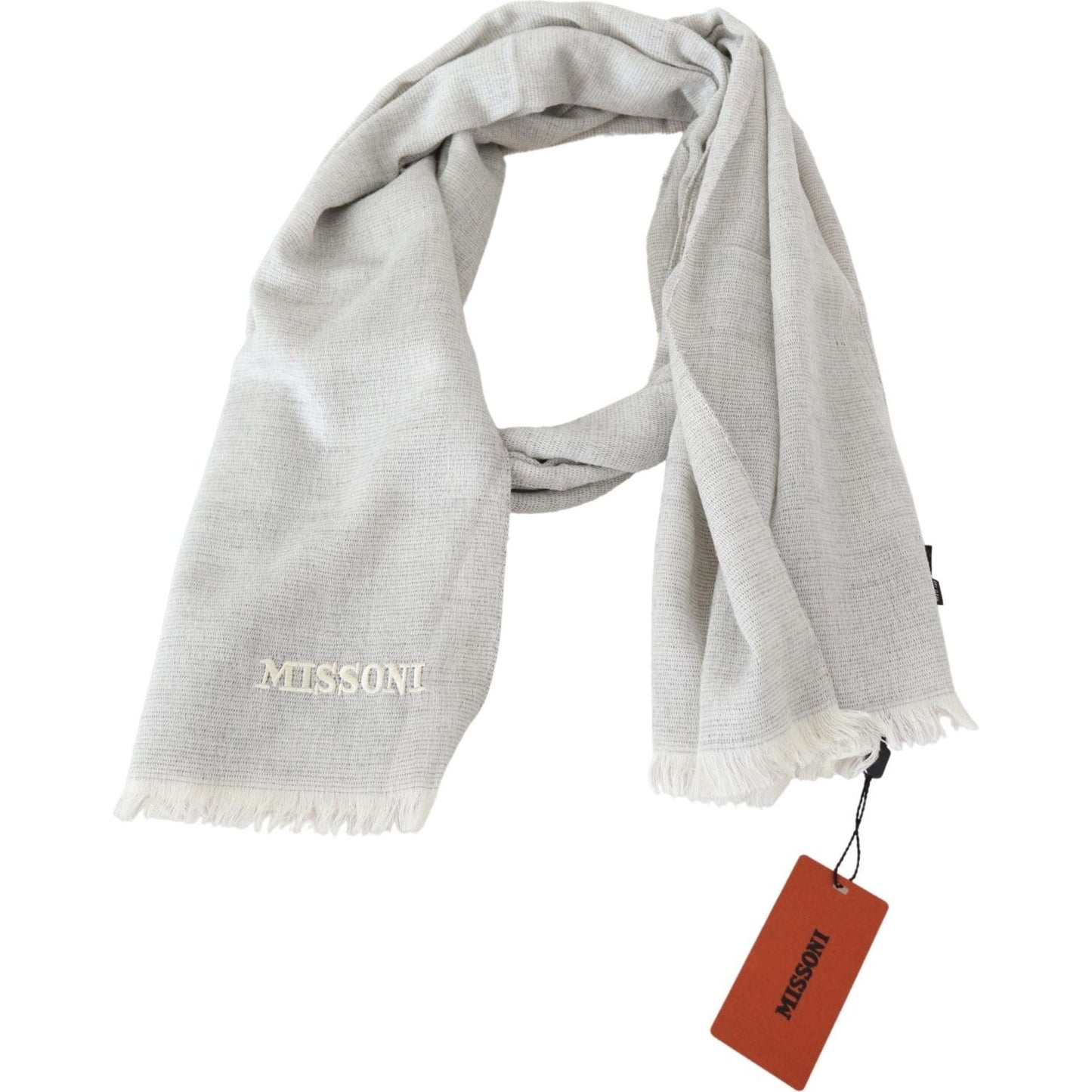 Missoni Gray Wool Knit Unisex Neck Wrap Scarf MS2048BG