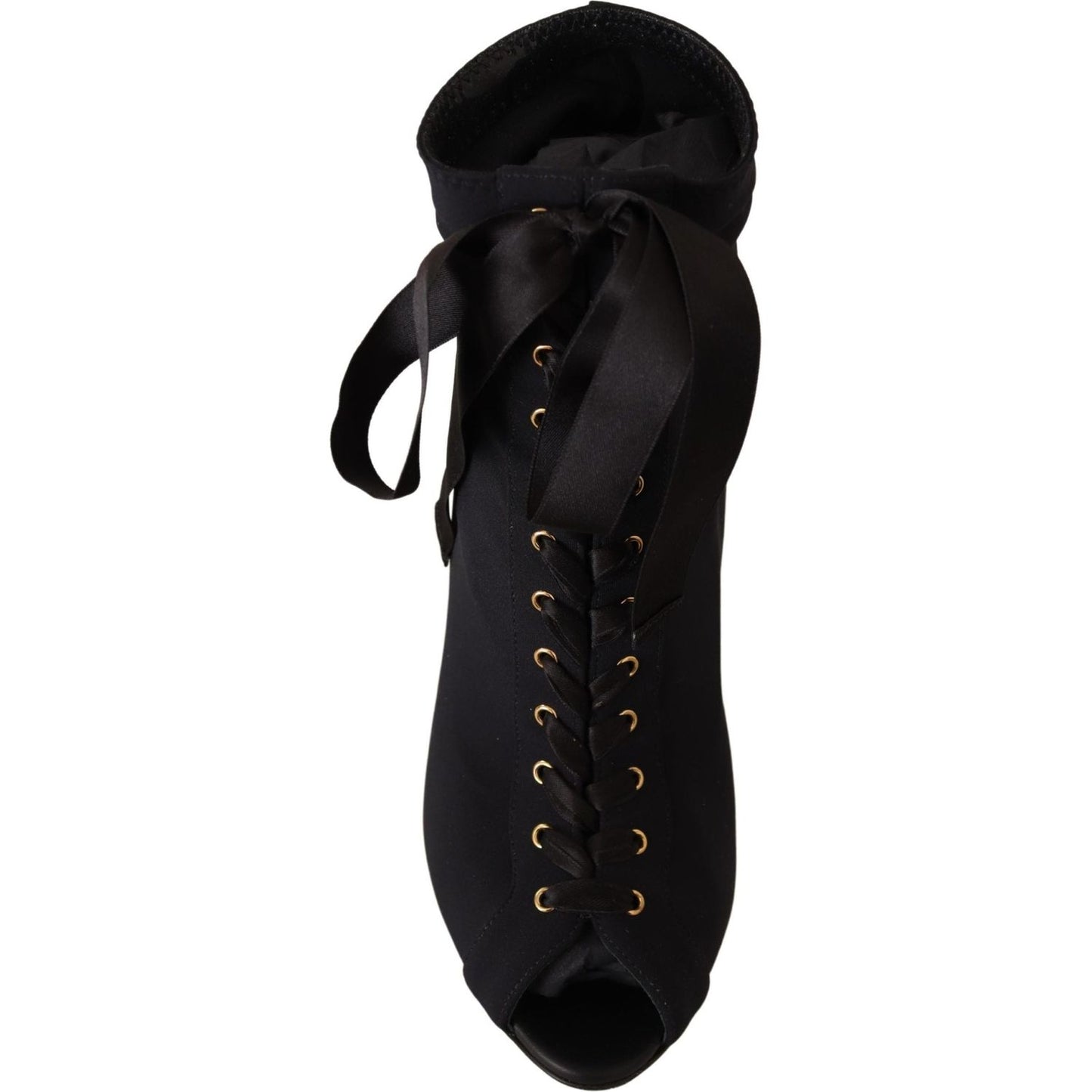 Dolce & Gabbana Black Stretch Short Ankle Boots Shoes LA9027-36