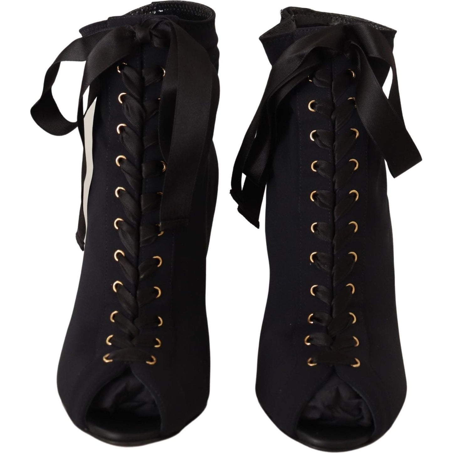 Dolce & Gabbana Black Stretch Short Ankle Boots Shoes LA9027-36