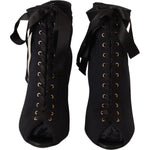 Dolce & Gabbana Black Stretch Short Ankle Boots Shoes LA9027-36