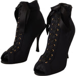 Dolce & Gabbana Black Stretch Short Ankle Boots Shoes LA9027-36