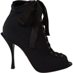 Dolce & Gabbana Black Stretch Short Ankle Boots Shoes LA9027-36