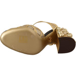 Dolce & Gabbana Black Gold Leather Studded Ankle Straps Shoes LA9019-35.5