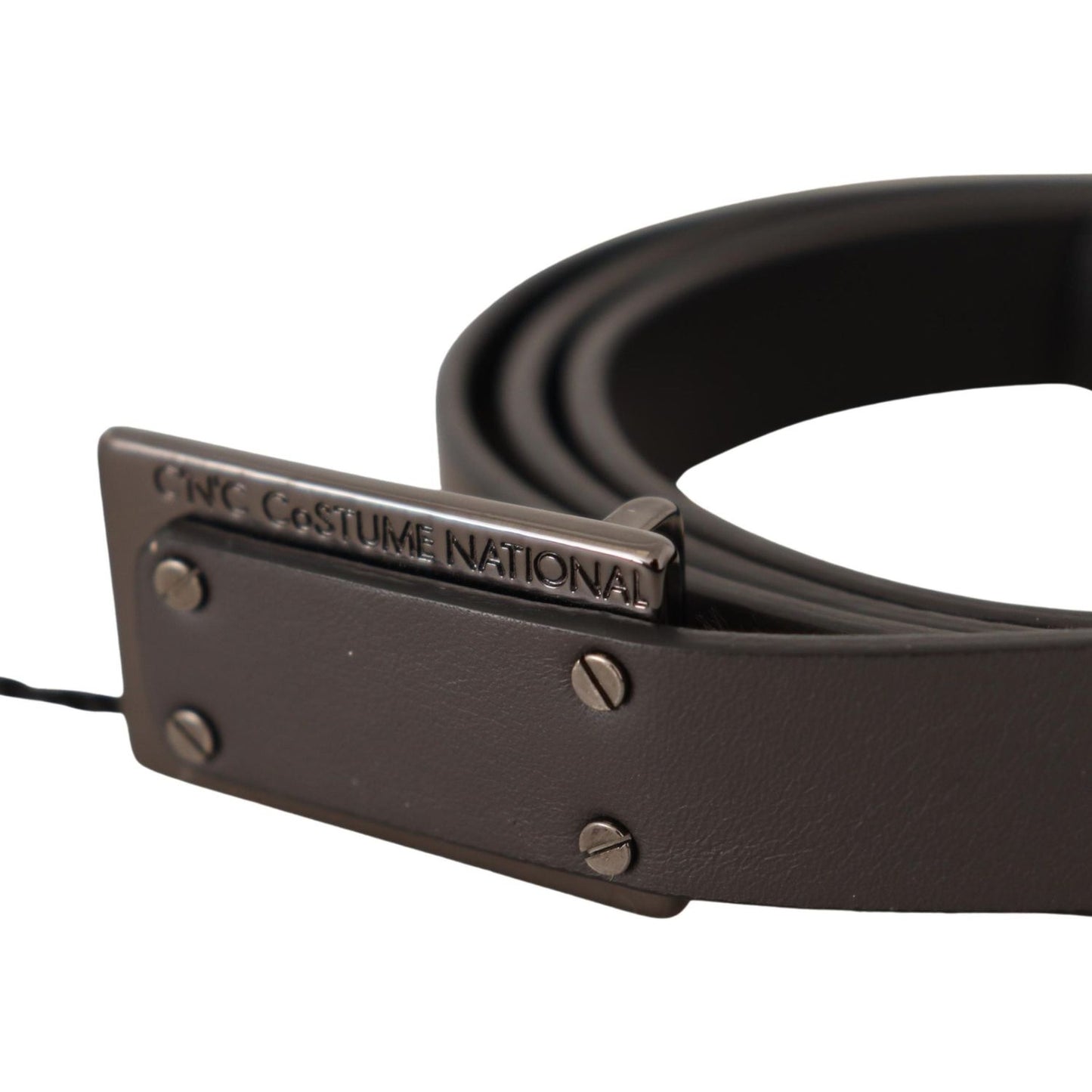 Costume National Dark Brown Leather Logo Buckle Belt MAN BELTS