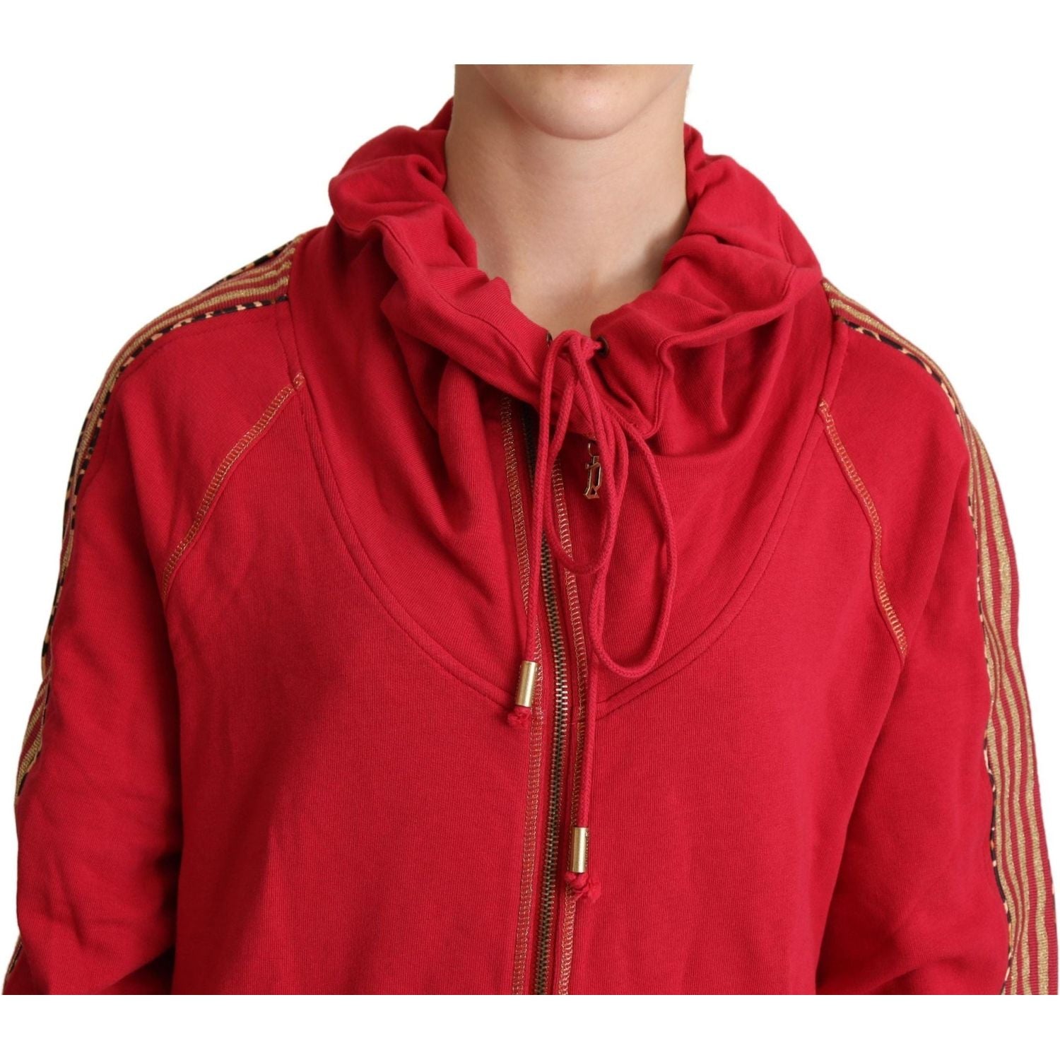 John Galliano Red Full Zip Jacket Sweatshirt Hooded Sweater