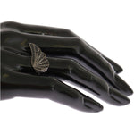 Nialaya Silver Womens Black CZ Rhodium 925 Ring Nr. 90- 55