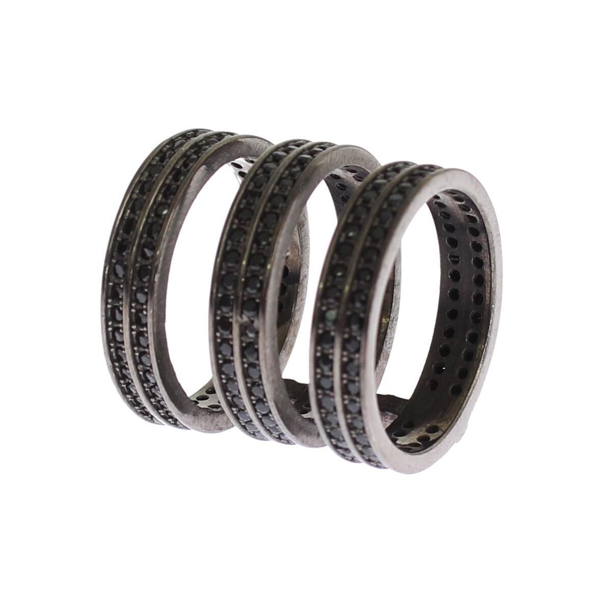 Nialaya Black CZ Rhodium 925 Silver Ring SIG19099- 50