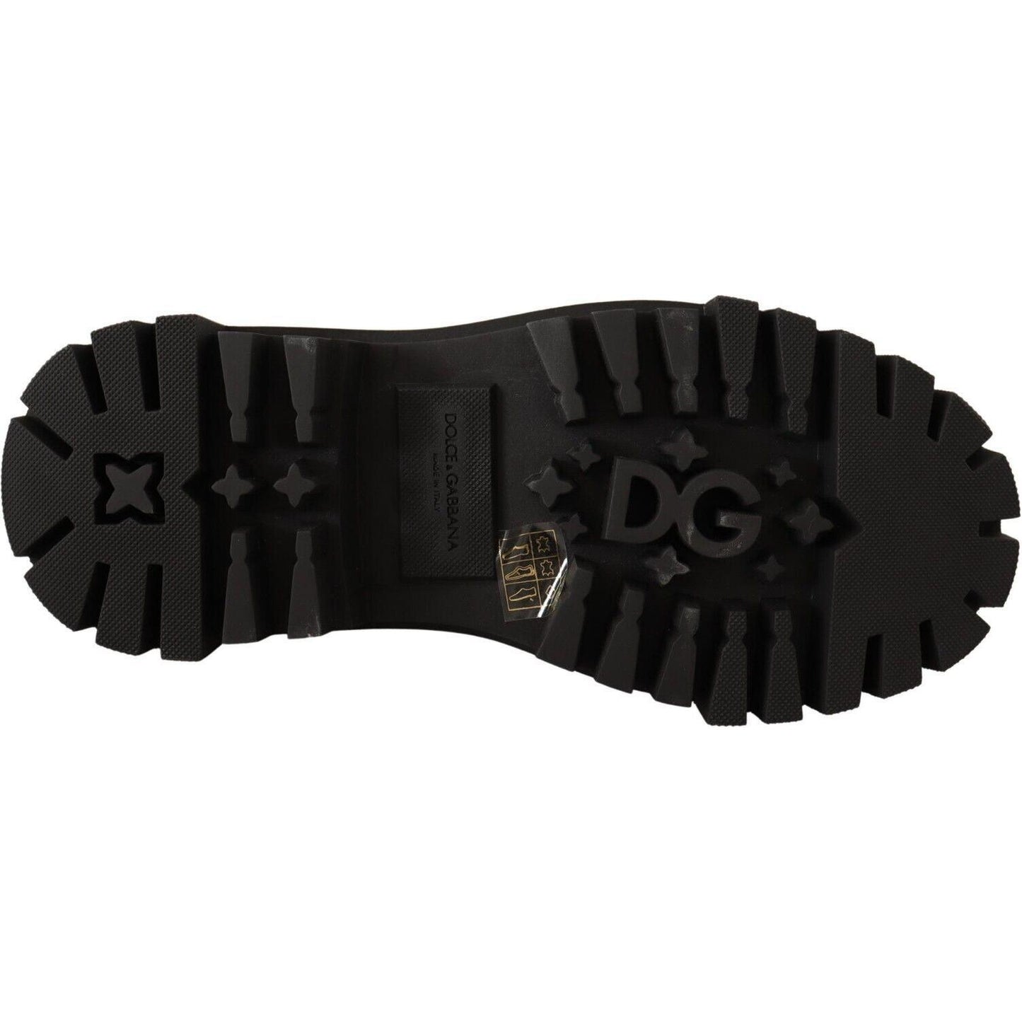 Dolce & Gabbana Black Leather Studded Combat Boots LA9149 - 35.5