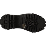 Dolce & Gabbana Black Leather Studded Combat Boots LA9149 - 35.5