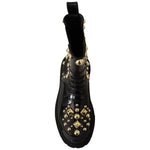 Dolce & Gabbana Black Leather Studded Combat Boots LA9149 - 35.5