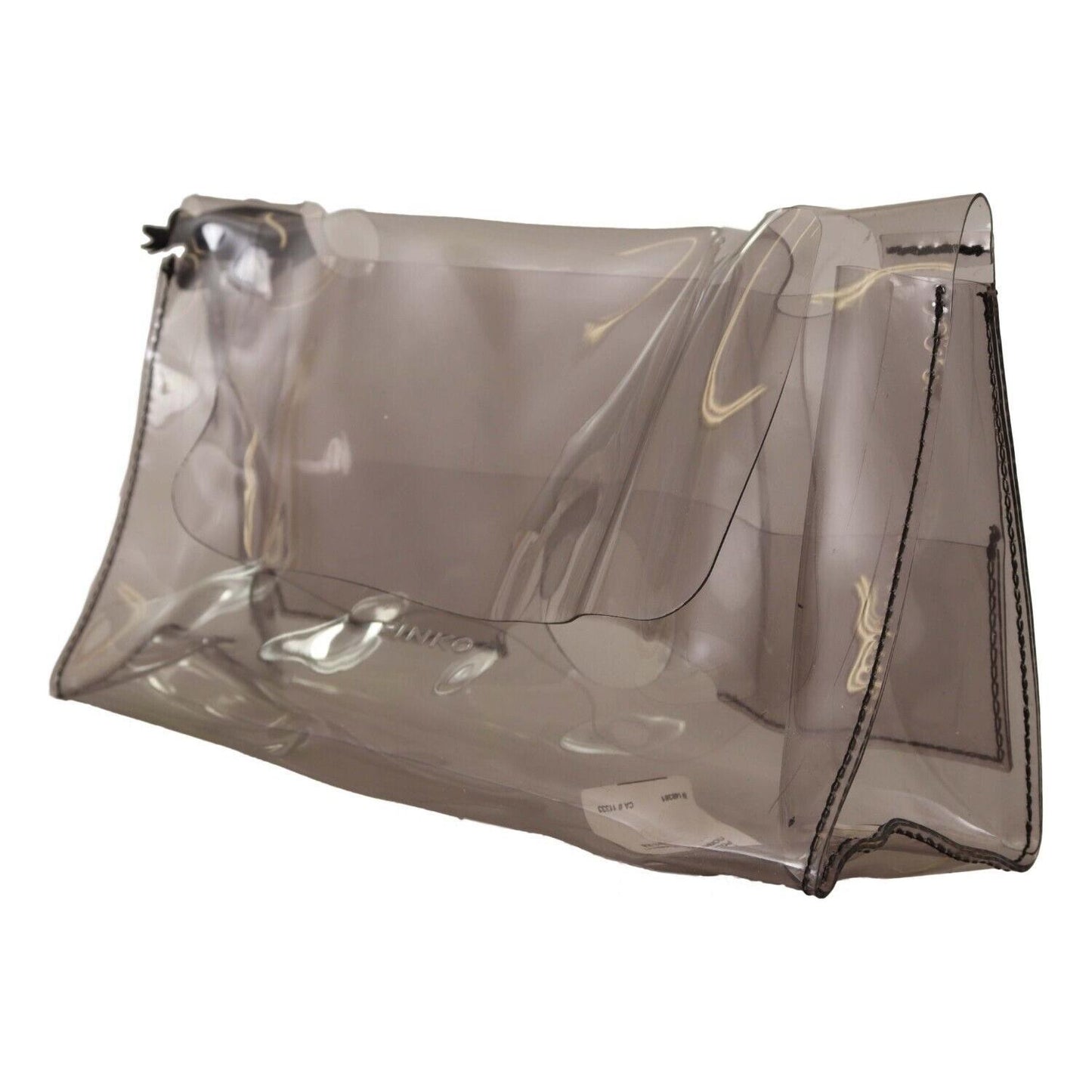 PINKO Black Clear Plastic Transparent Pouch Purse Clutch Bag VAS13033
