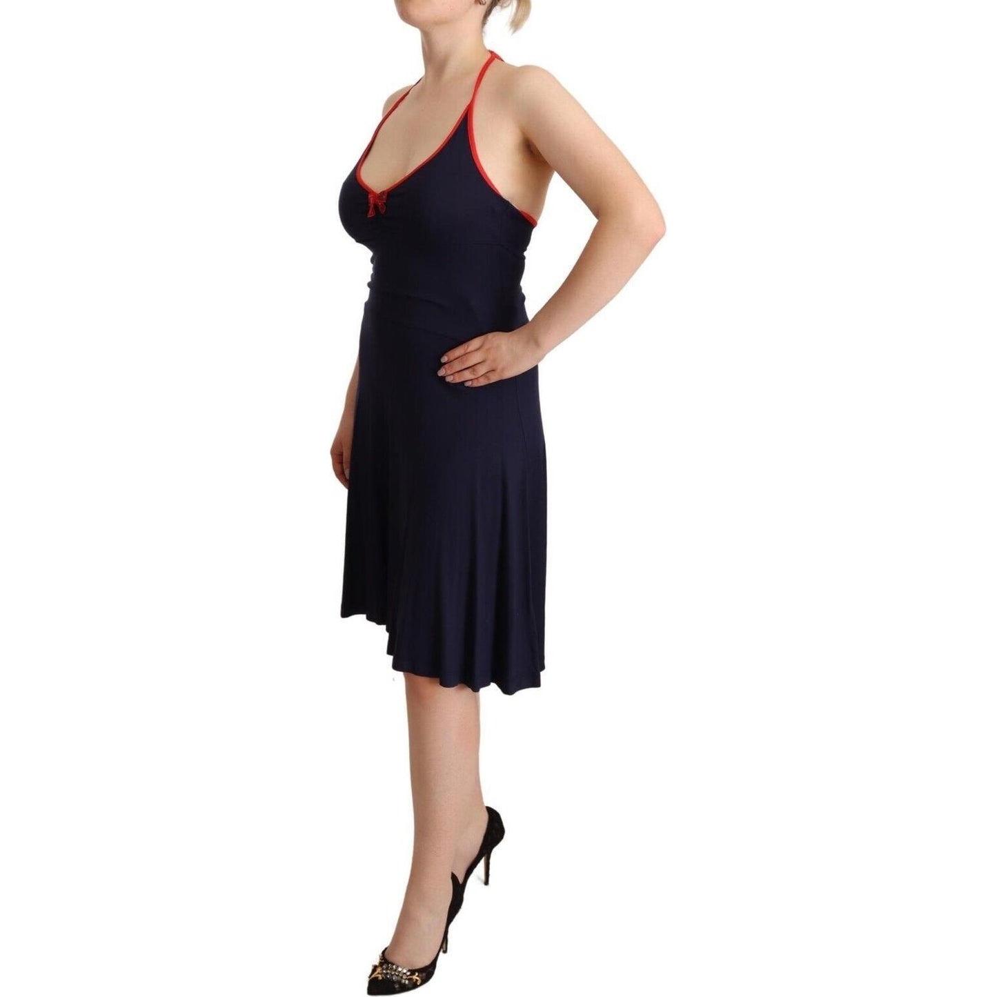 Roccobarocco Navy Blue Sleeveless Halter Sheath Midi Dress DR28605 - 44
