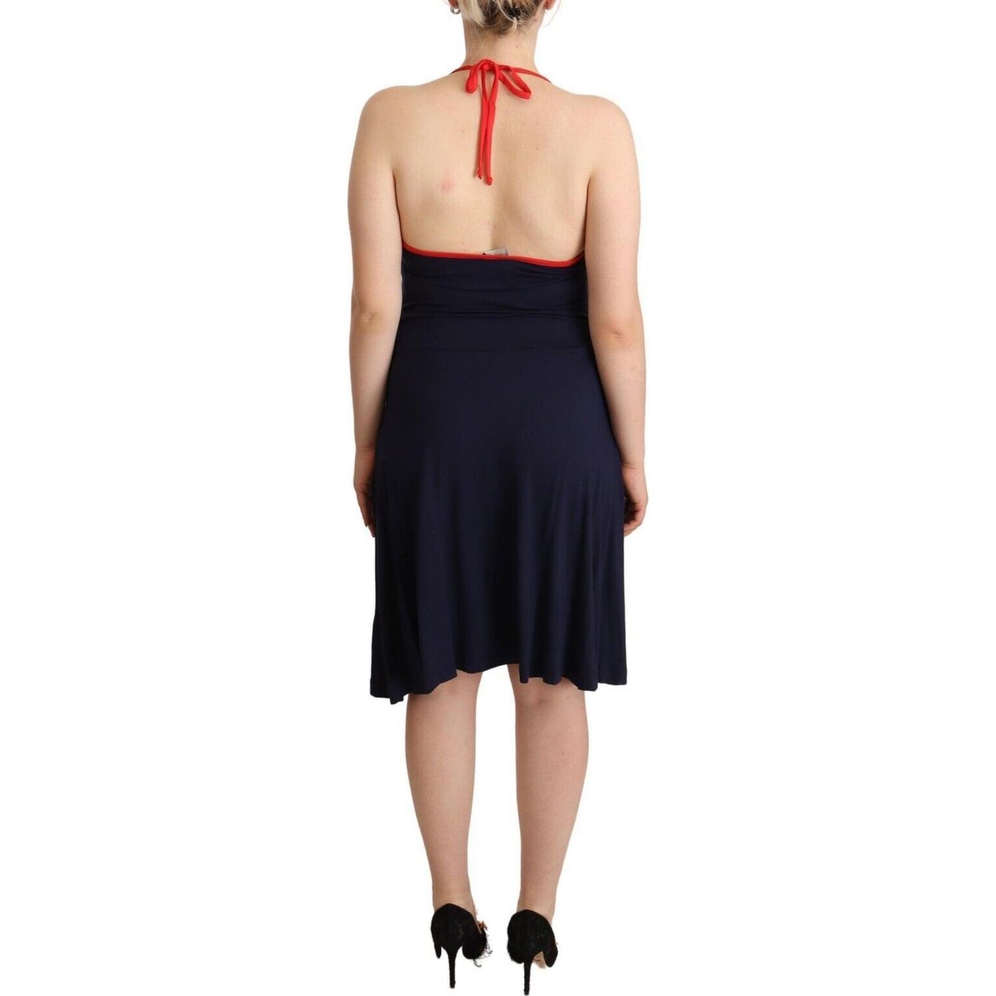 Roccobarocco Navy Blue Sleeveless Halter Sheath Midi Dress DR28605 - 44