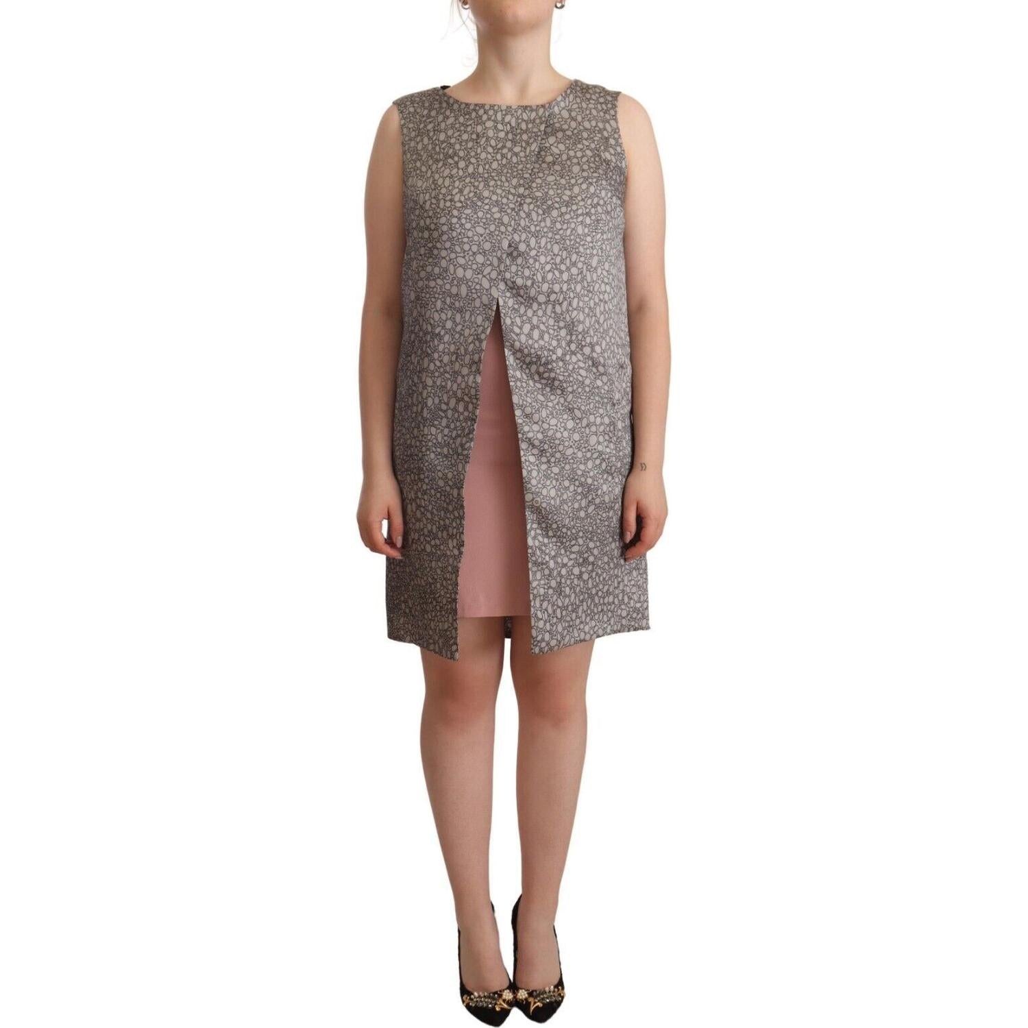 Comeforbreakfast Gray Sleeveless Shift Knee Length Dress