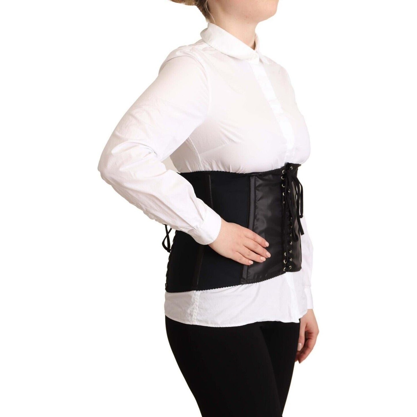 Dolce & Gabbana Black Corset Belt Stretch Waist Strap Top TSH5272 - 42