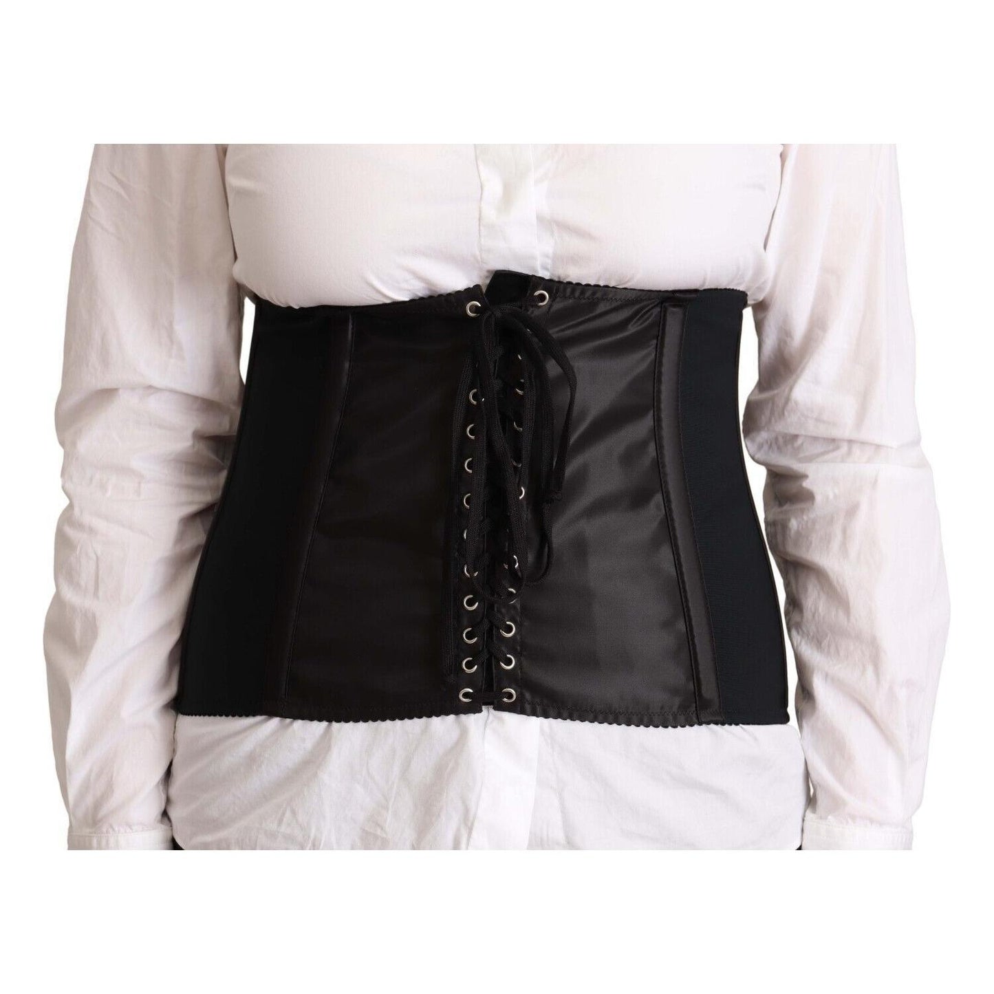 Dolce & Gabbana Black Corset Belt Stretch Waist Strap Top TSH5272 - 42