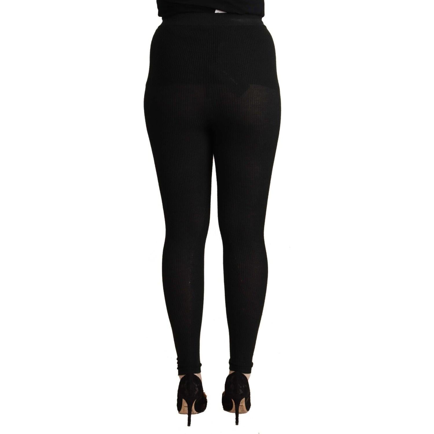 Dolce & Gabbana Black Cashmere Stretch Waist Tights Pants