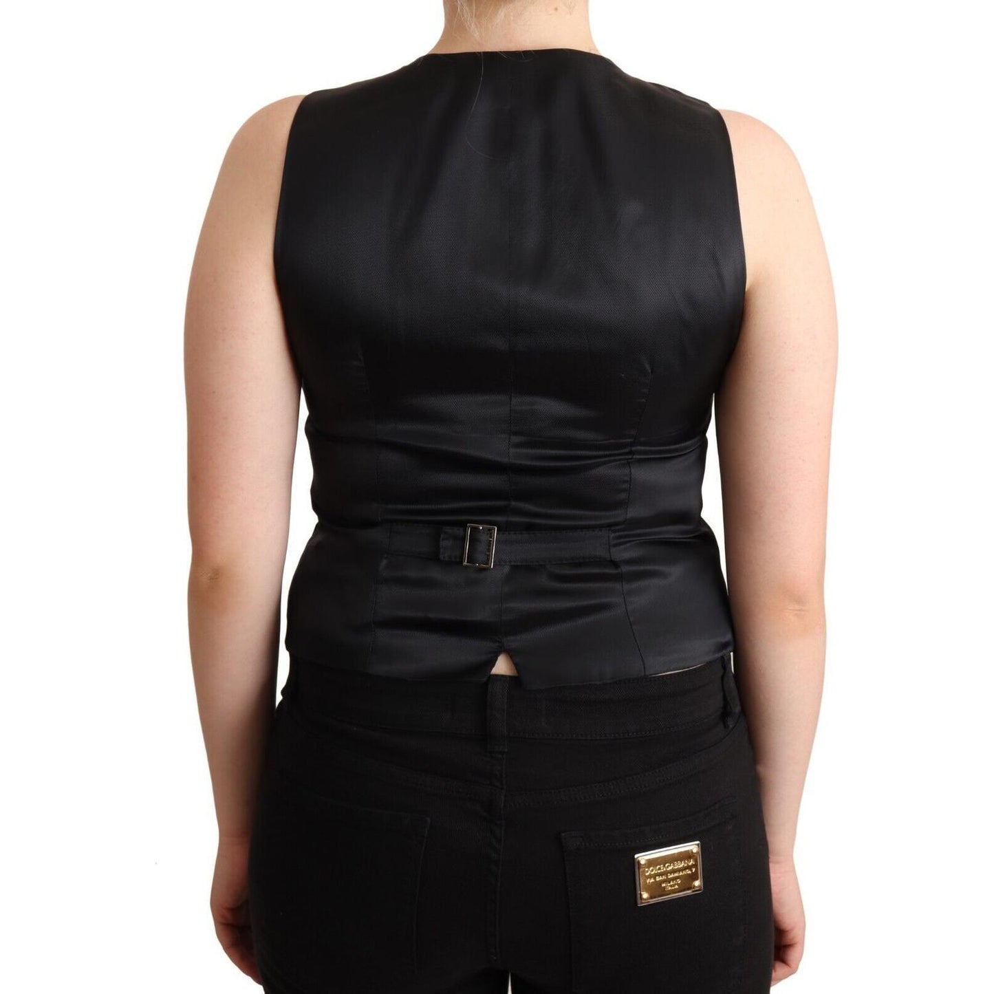 Dolce & Gabbana Black Button Down Sleeveless Viscose Vest Top TSH7062 - 36