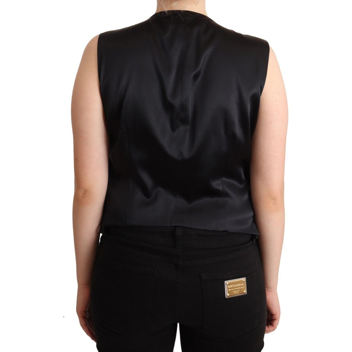 Dolce & Gabbana Black Button Down Sleeveless Vest Waiscoat Top TSH7066 - 50