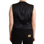 Dolce & Gabbana Black Button Down Sleeveless Vest Waiscoat Top TSH7066 - 50