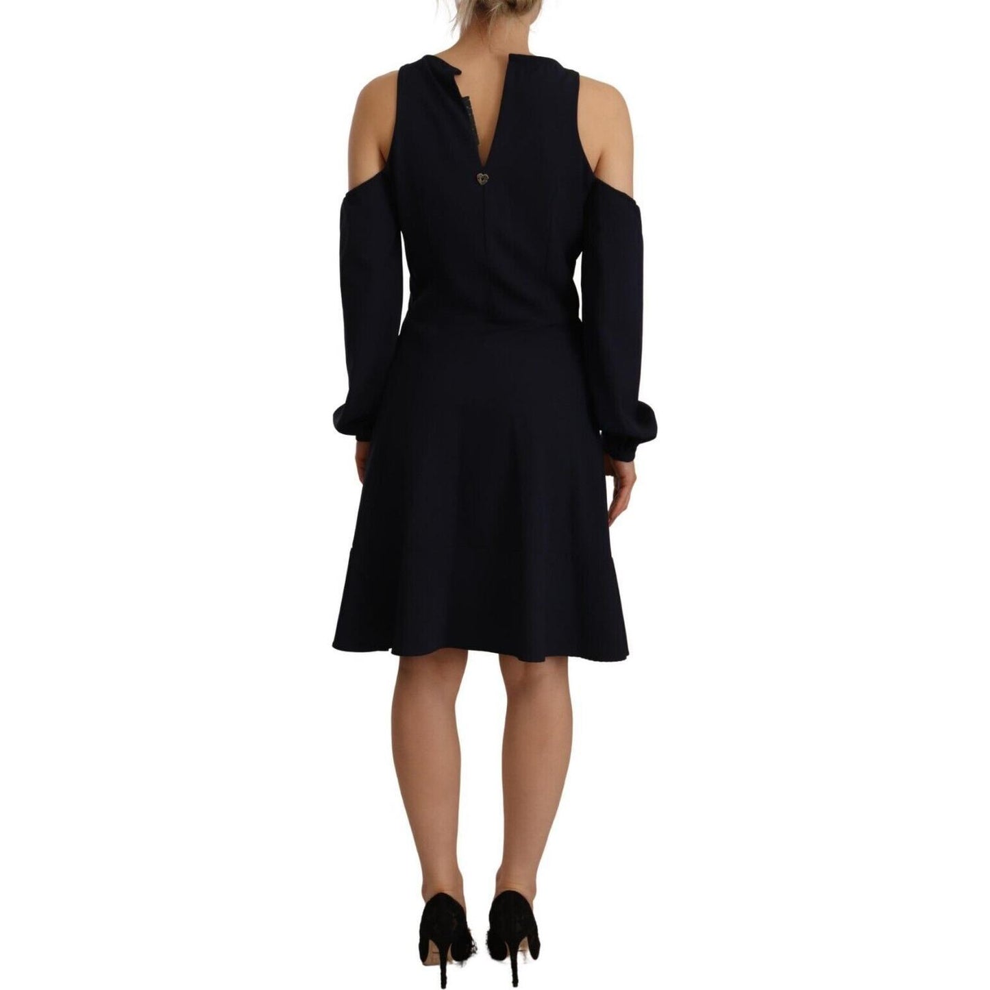 Twinset Black Long Sleeves Open Shoulder A-line Dress DR28453 - 40