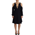 Twinset Black Long Sleeves Open Shoulder A-line Dress DR28453 - 40