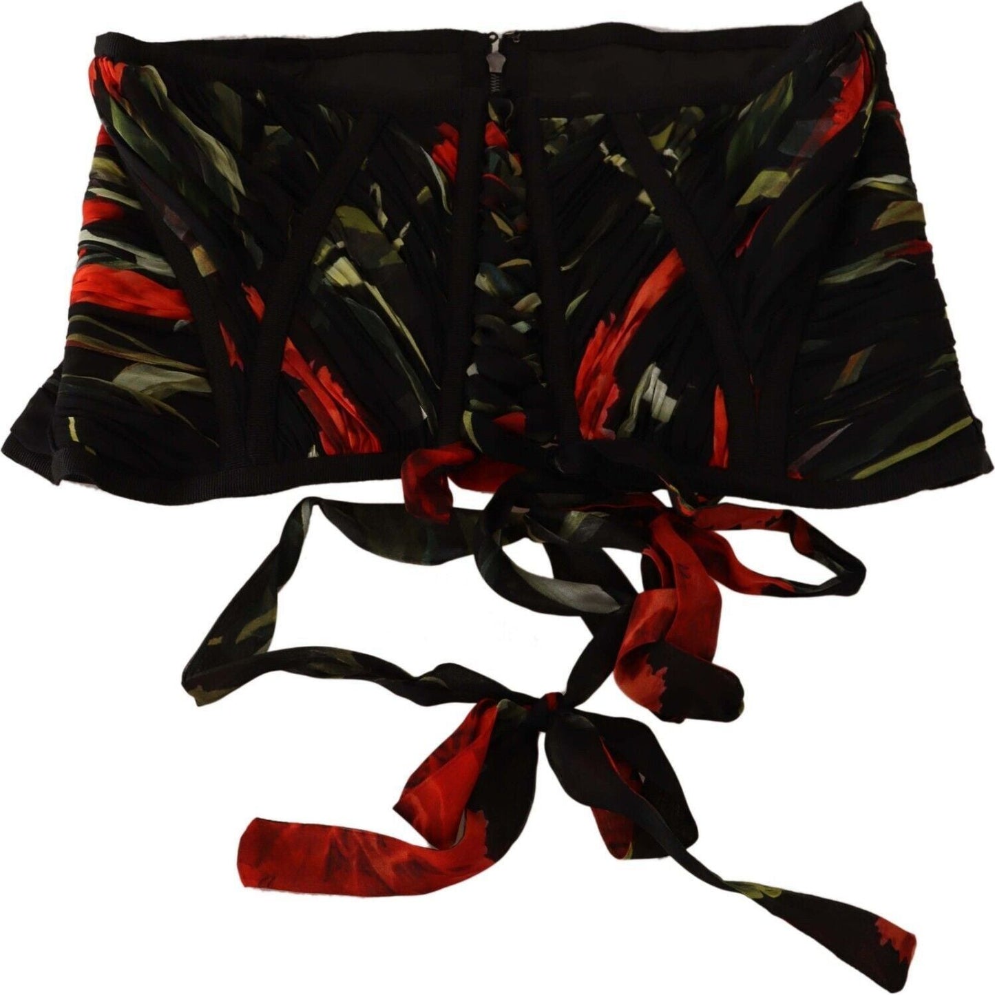 Dolce & Gabbana Black Corset Belt Stretch Waist Strap Silk Top TSH6823 - 46