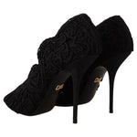 Dolce & Gabbana Black Cordonetto Ricamo Pump Open Toe Shoes LA9588 - 40