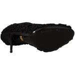 Dolce & Gabbana Black Cordonetto Ricamo Pump Open Toe Shoes LA9588 - 40