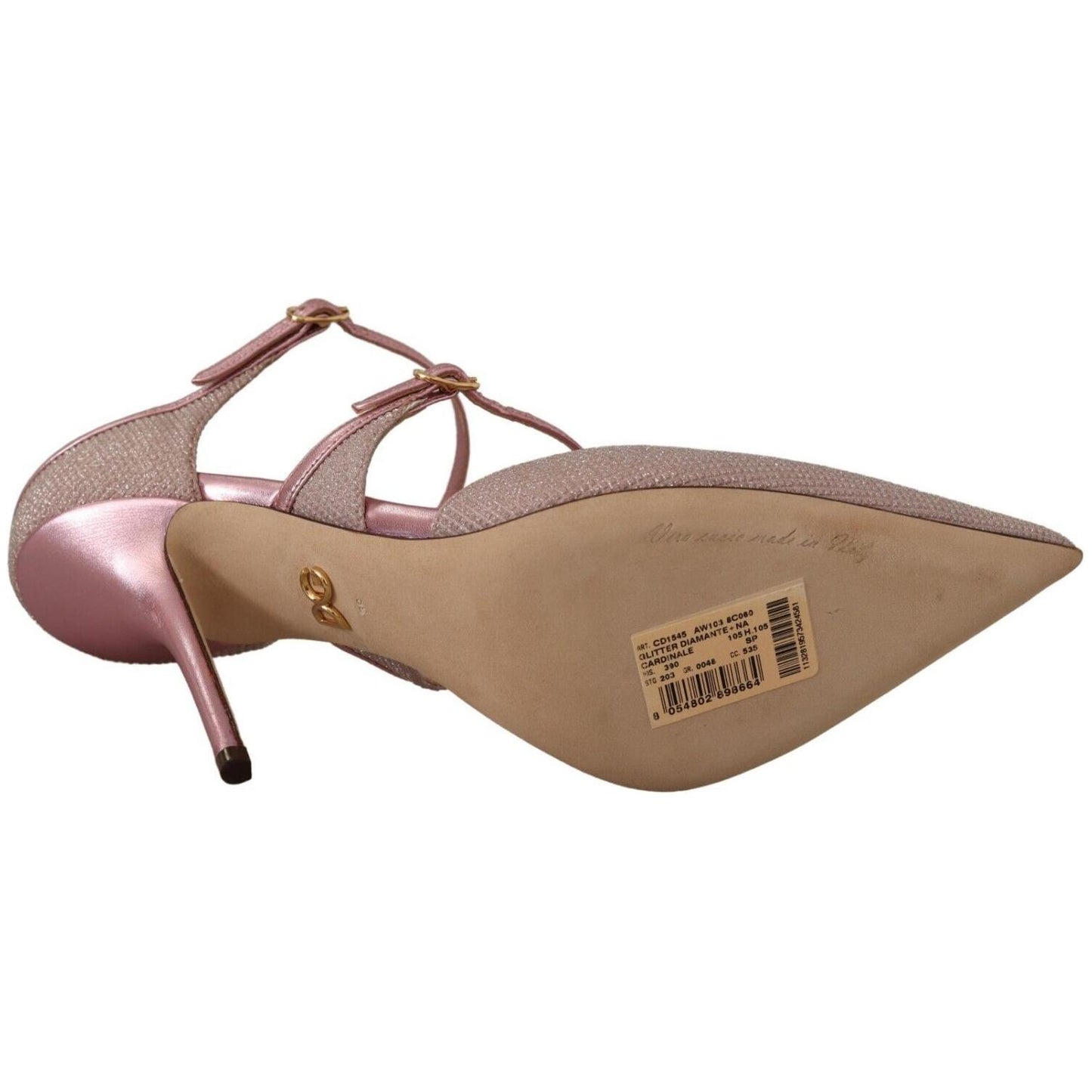 Dolce & Gabbana Pink Glittered Strappy Sandals Mary Jane Shoes LA9592 - 39
