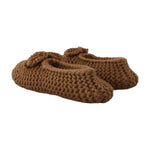 Dolce & Gabbana Brown Slip On Ballerina Flats Wool Knit Shoes LA9674 - 40